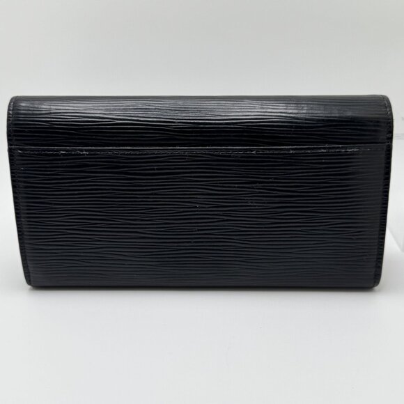 Louis Vuitton Sarah Long Wallet Epi Leather Silver-Tone Press Rear Pocket Black - Picture 6 of 16